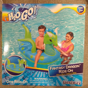 New Sealed Bestway H2O Go  Inflatable Ride on Green Dragon Pool Toy